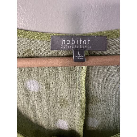 Habitat Lime Green Polka Dot Button Front Blouse Jacket Large Lagenlook - Picture 3 of 4